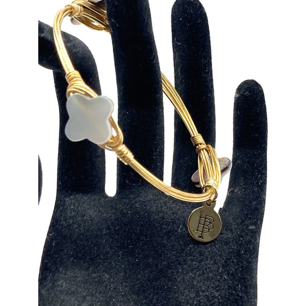 Bourbon & Bowties Clover Abalone‎ Shell Wire wrapped Bracelet
